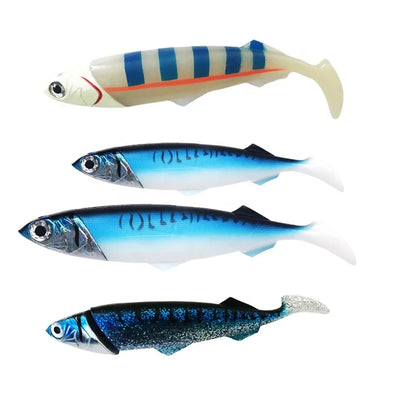 26cm/33cm Ocean Boat Sea Fishing Large  Simulate  Artificial Baits Rubber Mackerel Soft Plastic Jig Heads  Soft Fishing Lure