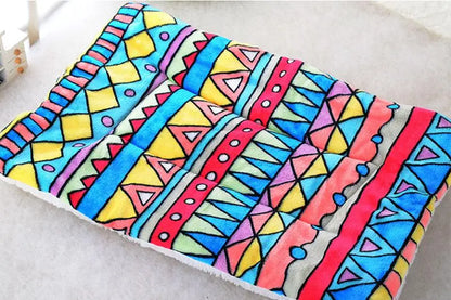 Winter Warm Pet Dog Soft Cushion Large Print Flannel Cotton Mattress Cat Pet Mat Bed Pad Rug Cartoon Printed Cat and Dog Pad