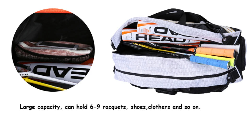 Original HEAD Tennis Bag Large Capaicity Tennis Rackets Bag 6 Tennis Racquets Bag Raquete Tennis Backpack Tenis for 6 Racquets