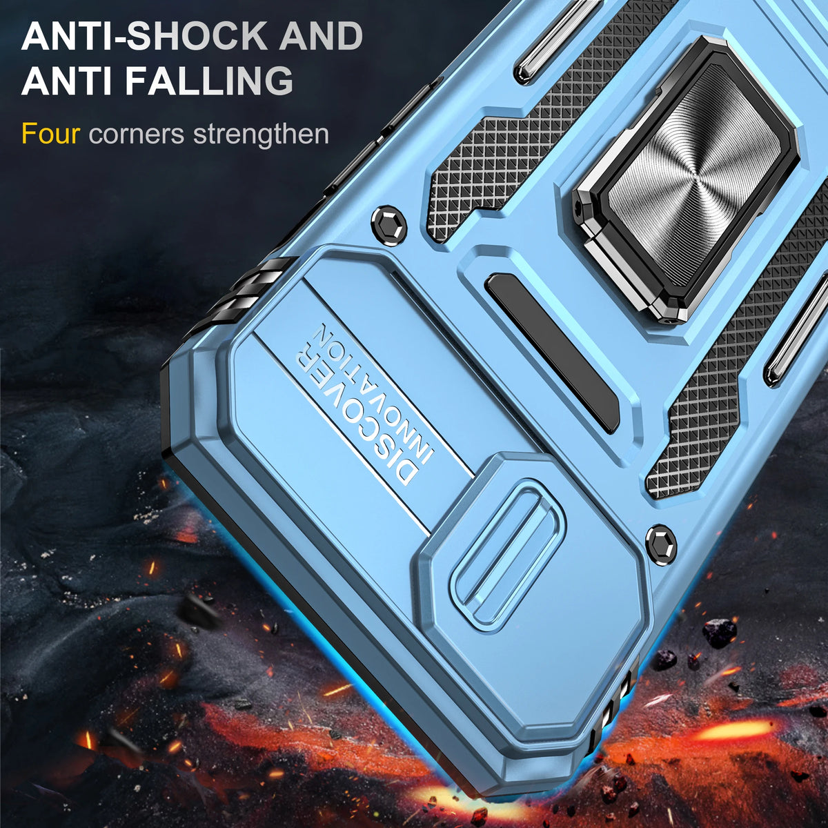 LeYi New Design Armor Shockproof Accessories With Ring Holder Slider Camera Protector Cell Phone Case for Iphone 14 Pro Max