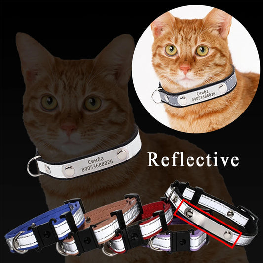 3 In1 Engraved Cat Collar Reflective Kitten ID Tag Phone Number Nameplate Puppy Collar Charms Small Dog Chain Medium Pet ID Tag