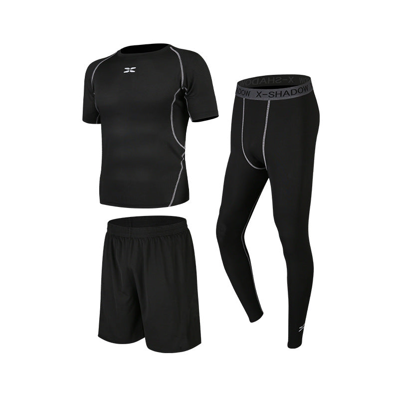 Dropshipping 5 Piece Men Workout Clothes Fitness Set Man Gym Basketball Sports Training Suit Wear