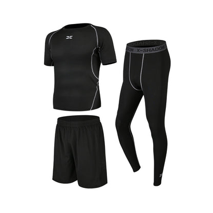 Dropshipping 5 Piece Men Workout Clothes Fitness Set Man Gym Basketball Sports Training Suit Wear
