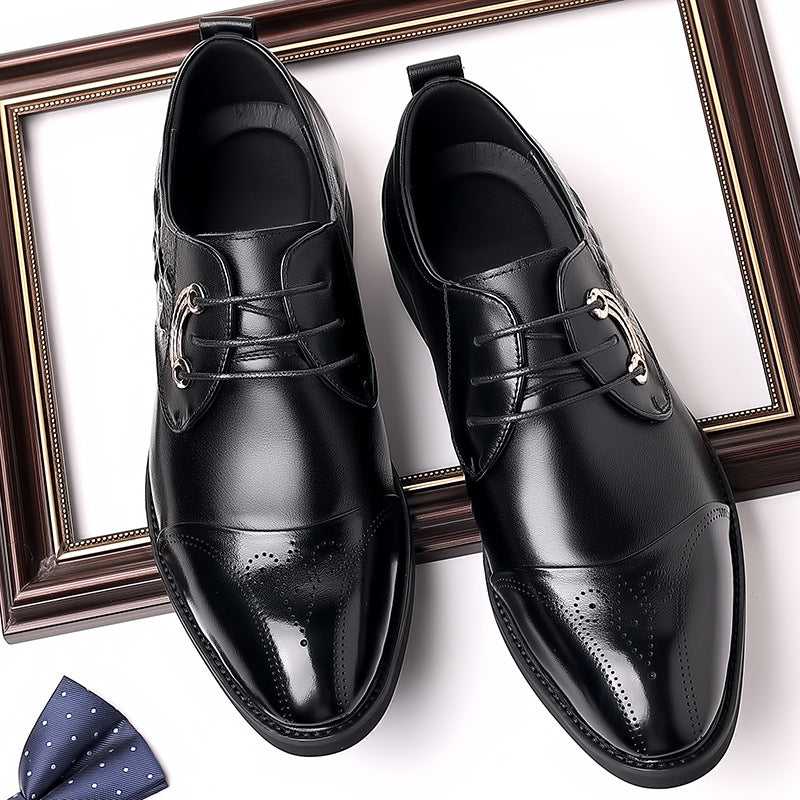 Luxury Dress Shoes Cow Leather Height Increasing Footwear Men's British Leather Shoes Men's Retro Faux Leather Cowboy Shoes
