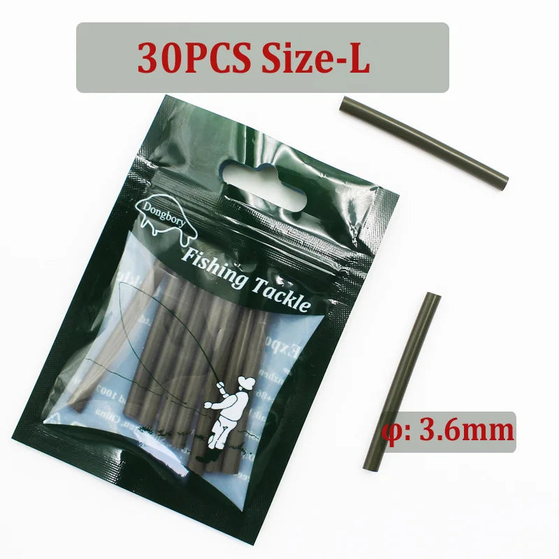 30PCS Carp Fishing Accessories Heat Shrink Tubes Rubber Sleeves Heating Shrink Tubing for Carp Ronnie Rigs Croase Fishing Tackle