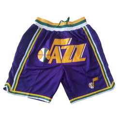Embroidery Basketball Shorts Retro Sweat Vintage Bulls Magic Heat All Star Basketball Wear Shorts Zipper Pockets Just Men Don