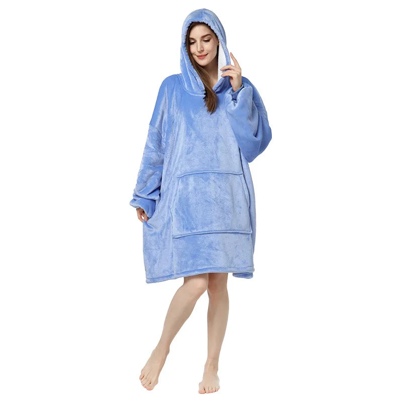 Sublimation Winter Pajamas Warm Hooded Blankets Wearable Blanket Oodie Oversized Hoodie Sherpa Custom Blanket Hoodie Oversized