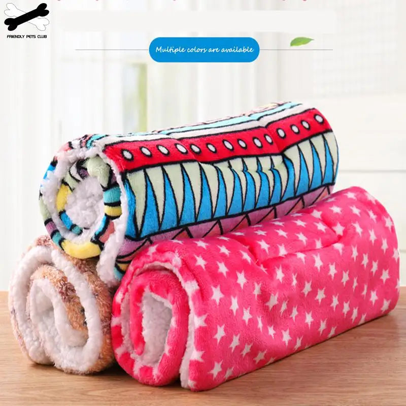 Winter Warm Pet Dog Soft Cushion Large Print Flannel Cotton Mattress Cat Pet Mat Bed Pad Rug Cartoon Printed Cat and Dog Pad