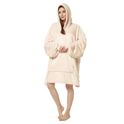 Sublimation Winter Pajamas Warm Hooded Blankets Wearable Blanket Oodie Oversized Hoodie Sherpa Custom Blanket Hoodie Oversized