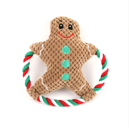 New Pet Plush Toys Dog Squeaky Cartoon Cotton Rope Christmas Toys Molar Resistant Bite Vent Toys