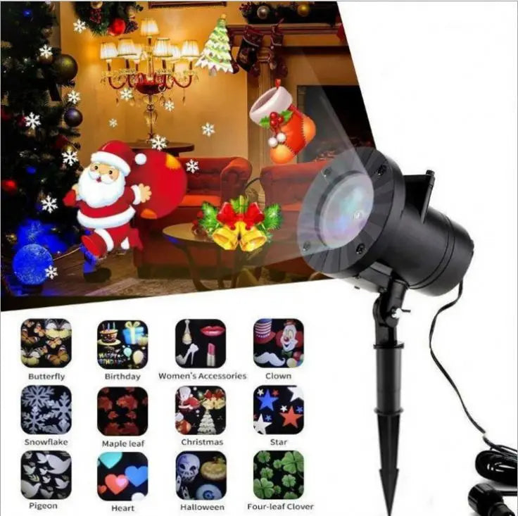 Outdoor Waterproof LED Snowflake Laser Projector with Remote Control
