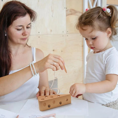 Baby Montessori Toys Activity Wooden Cheese Toys Travel Lacing Game  Early Learning Education Toys Montessori Teaching Aids Toy