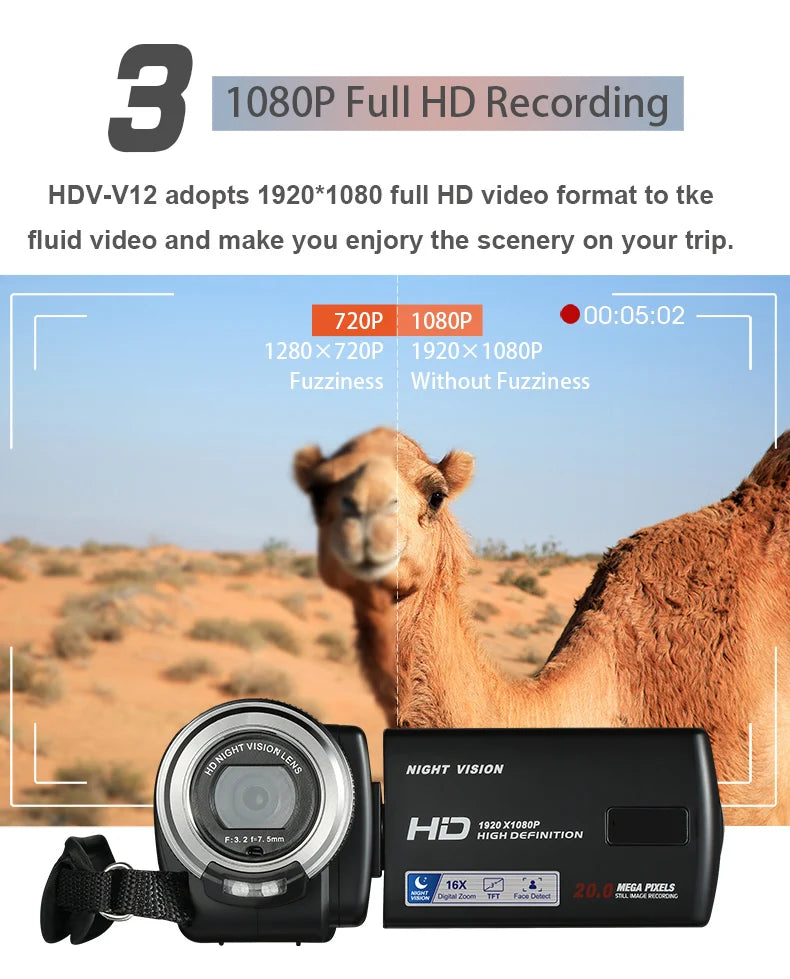 New Style Night Vision Digital Video Camera 3.0" 1080P HDV Professional Camcorder
