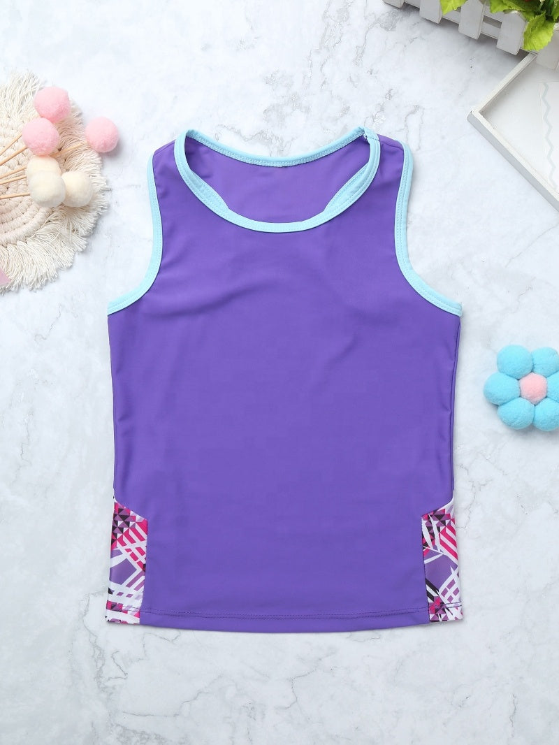 2Pcs Kids Sleeveless Top and Skirt Set Girls Tennis Suit for Running Gym Tennis Golf Sportswear