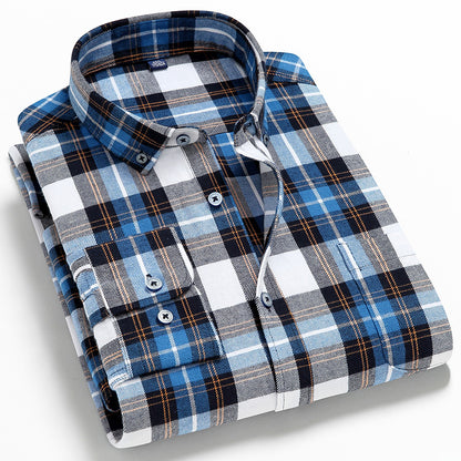 Men's Long Sleeve Plaid Cotton Shirt Casual Spring Autumn