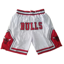 Embroidery Basketball Shorts Retro Sweat Vintage Bulls Magic Heat All Star Basketball Wear Shorts Zipper Pockets Just Men Don