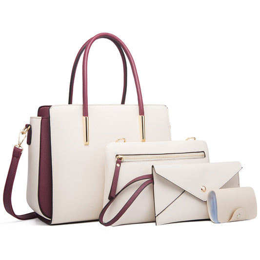 New Design Ladies 4-Piece Set Tote Handbag Bear Pendant Leather Handbags for Women