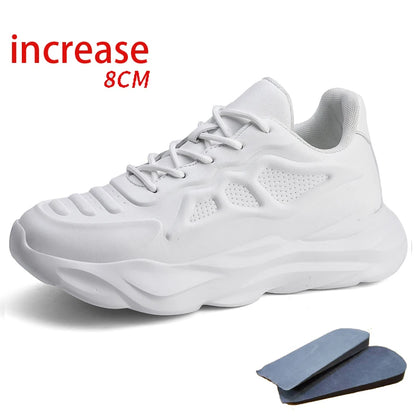 New Men's Breathable Sneakers Elevator Shoes Invisible Inner Height Increasing 7CM Summer Tennis Men Sports Shoes Heighten Shoes