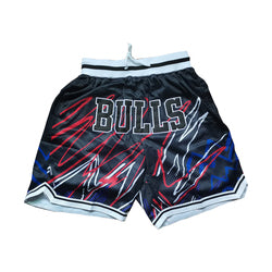 Embroidery Basketball Shorts Retro Sweat Vintage Bulls Magic Heat All Star Basketball Wear Shorts Zipper Pockets Just Men Don