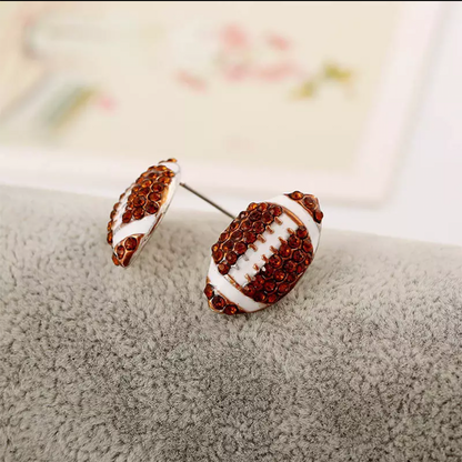 Sport Basketball Volleyball Stud Earrings for Women Bling Baseball Softball Earrings Rhinestone Crystal Ear Jewelry