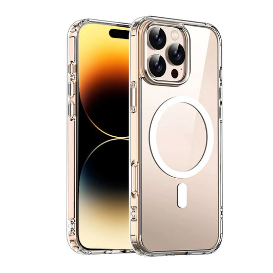 Us Stock Luxury Shockproof Clear Transparent Silicone Phone Case for Iphone 16 Support Wireless Charging Magnetic Back Cover