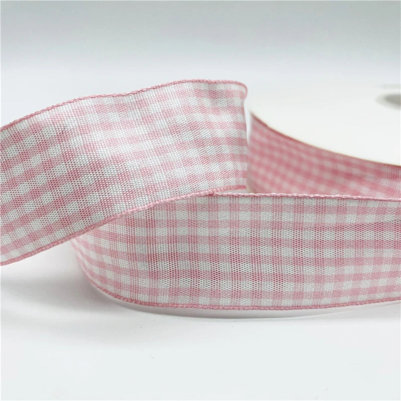 5yards/Lot 25mm Plaid Ribbon Christmas Decor Ribbon for Handmade Design Christmas Decoration DIY Gift Wrapping