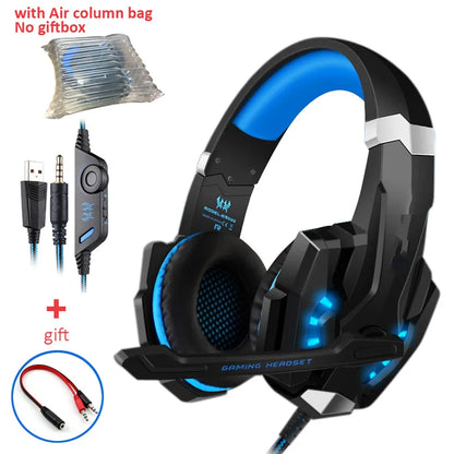 G2000 Gaming Headset Deep Bass Stereo Casque Wired Headphone Glowing Earphone With Microphone for PS5 PS4 XBOX PC Laptop
