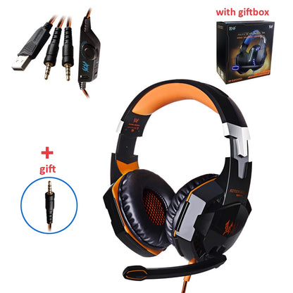 G2000 Gaming Headset Deep Bass Stereo Casque Wired Headphone Glowing Earphone With Microphone for PS5 PS4 XBOX PC Laptop