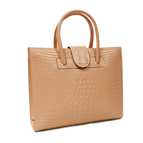 Two Sizes Scale Embossed Pattern Handbags Ladies New Trend Elegant Bags Shoulder Real Leather Handbag Fashion Womens Handbag