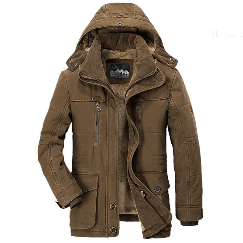 Winter Fleece Jacket Men Casual Parka Thick Thermal Coat Jackets Outwear Hooded Jacket Mens Clothes Plus Size