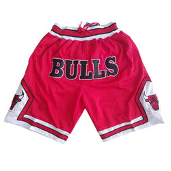 Embroidery Basketball Shorts Retro Sweat Vintage Bulls Magic Heat All Star Basketball Wear Shorts Zipper Pockets Just Men Don