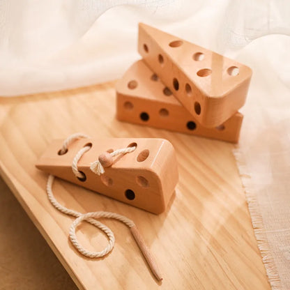 Baby Montessori Toys Activity Wooden Cheese Toys Travel Lacing Game  Early Learning Education Toys Montessori Teaching Aids Toy
