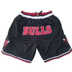 Embroidery Basketball Shorts Retro Sweat Vintage Bulls Magic Heat All Star Basketball Wear Shorts Zipper Pockets Just Men Don