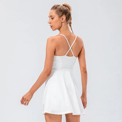 Women High Stretchy Sex Tennis Skirts Sportswear Tennis Uniform Quick Dry Yoga One Piece Tennis Dress