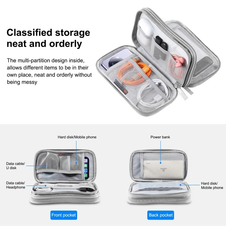 HAWEEL Electronic Organizer Double Layer Storage Bag for Cables Charger Power Bank Earbuds Electronics Accessories Travel Case