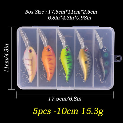 5pcs/Box 100mm Floating Popper Fishing Lure Set Artificial Hard Bait Lures Soft Rotating Tail Fishing Tackle Box