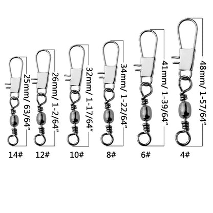 100pcs/Box 6 Size Swivel Fishing Connector Snap Pin Rolling Fishing Lure Tackle Alloy Fishing Gear Fish Tool Fishing Accessories
