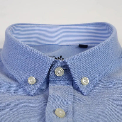 Men's Cotton Oxford Plaid Long Sleeve Casual Shirt with Pocket