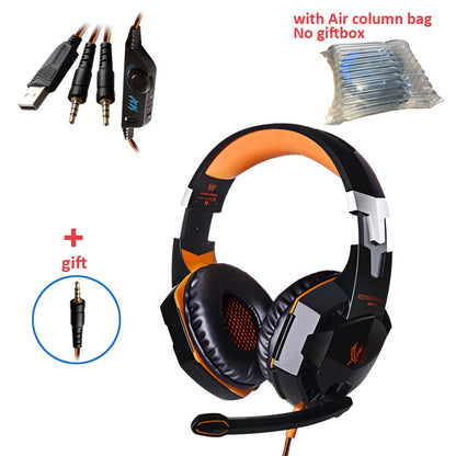 G2000 Gaming Headset Deep Bass Stereo Casque Wired Headphone Glowing Earphone With Microphone for PS5 PS4 XBOX PC Laptop