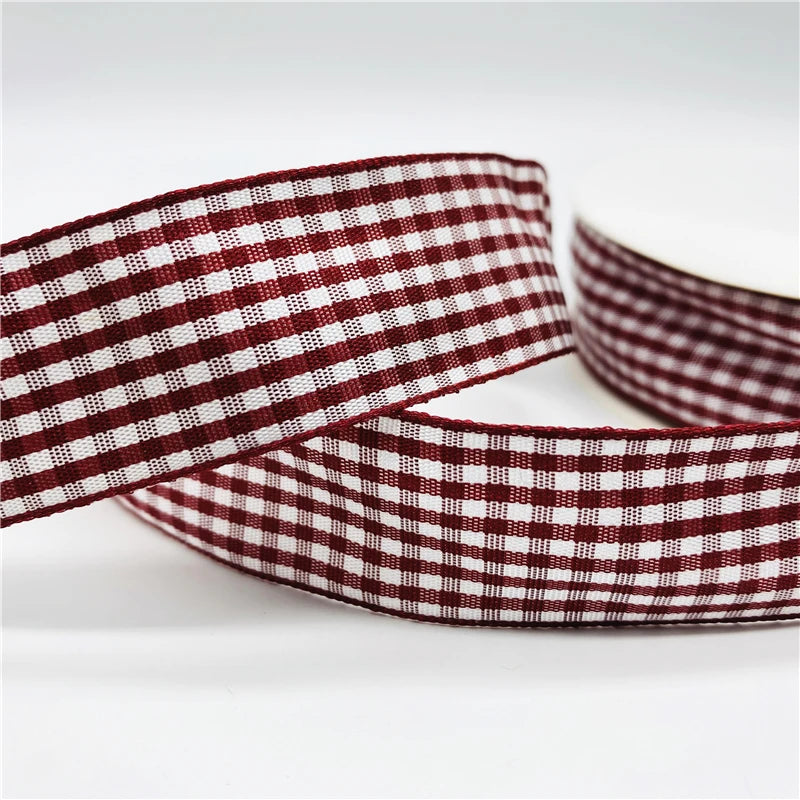 5yards/Lot 25mm Plaid Ribbon Christmas Decor Ribbon for Handmade Design Christmas Decoration DIY Gift Wrapping