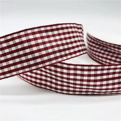 5yards/Lot 25mm Plaid Ribbon Christmas Decor Ribbon for Handmade Design Christmas Decoration DIY Gift Wrapping