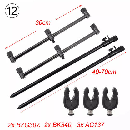 Carp Fishing Buzz Bars 20cm 30cm Fishing Rod Pod Holder Black Buzzer Bar for 2 Rods