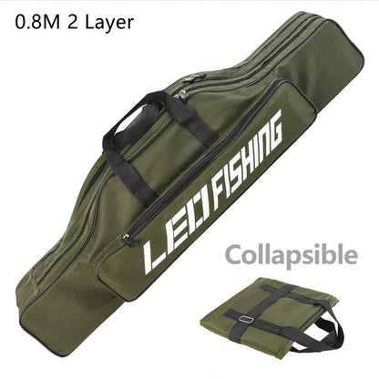 0.8m/1m/1.2m/1.5m Double Layer Large Capacity Fishing Rod Bags 600D Oxford Cloth Sea Fishing Tackle Foldable Package