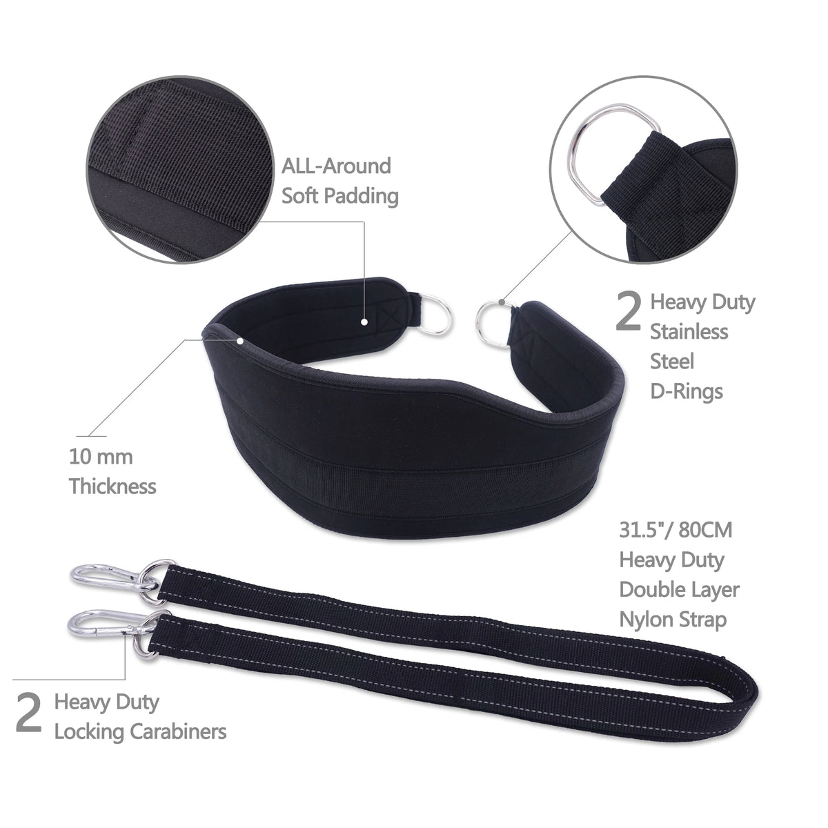 Fitness Weight Lifting Belt With Heavy Duty Strap Thick Neoprene Dip Belt Home Gym Pull Up Squat Crossfit Bodybuilding Training