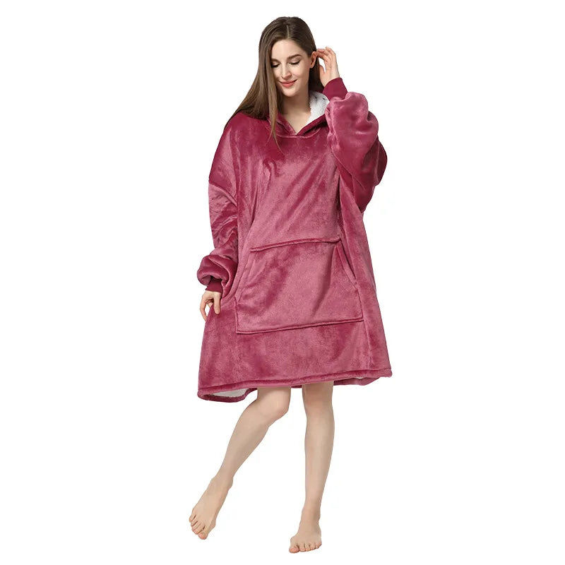 Sublimation Winter Pajamas Warm Hooded Blankets Wearable Blanket Oodie Oversized Hoodie Sherpa Custom Blanket Hoodie Oversized