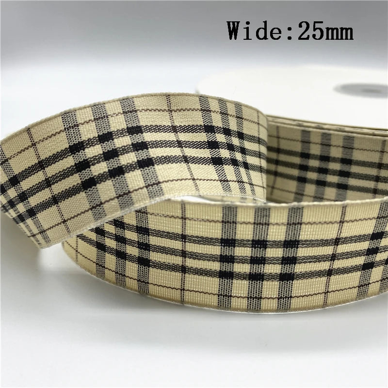 5yards/Lot 25mm Plaid Ribbon Christmas Decor Ribbon for Handmade Design Christmas Decoration DIY Gift Wrapping
