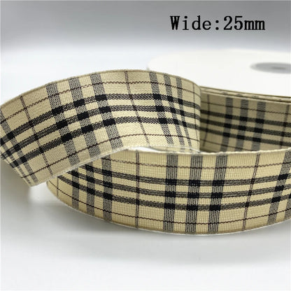5yards/Lot 25mm Plaid Ribbon Christmas Decor Ribbon for Handmade Design Christmas Decoration DIY Gift Wrapping