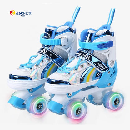 EACH Adjustable Quad Skates Flashing Roller Skate Shoes Price Roller Skates 4 Wheels for Kids Children Girls