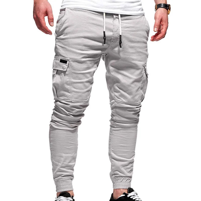 Men's Oversize Pants 2025 New Casual Solid Cargo Pants Men Trousers Drawstring Elastic Waist Joggers Men Sweatpants Streetwear