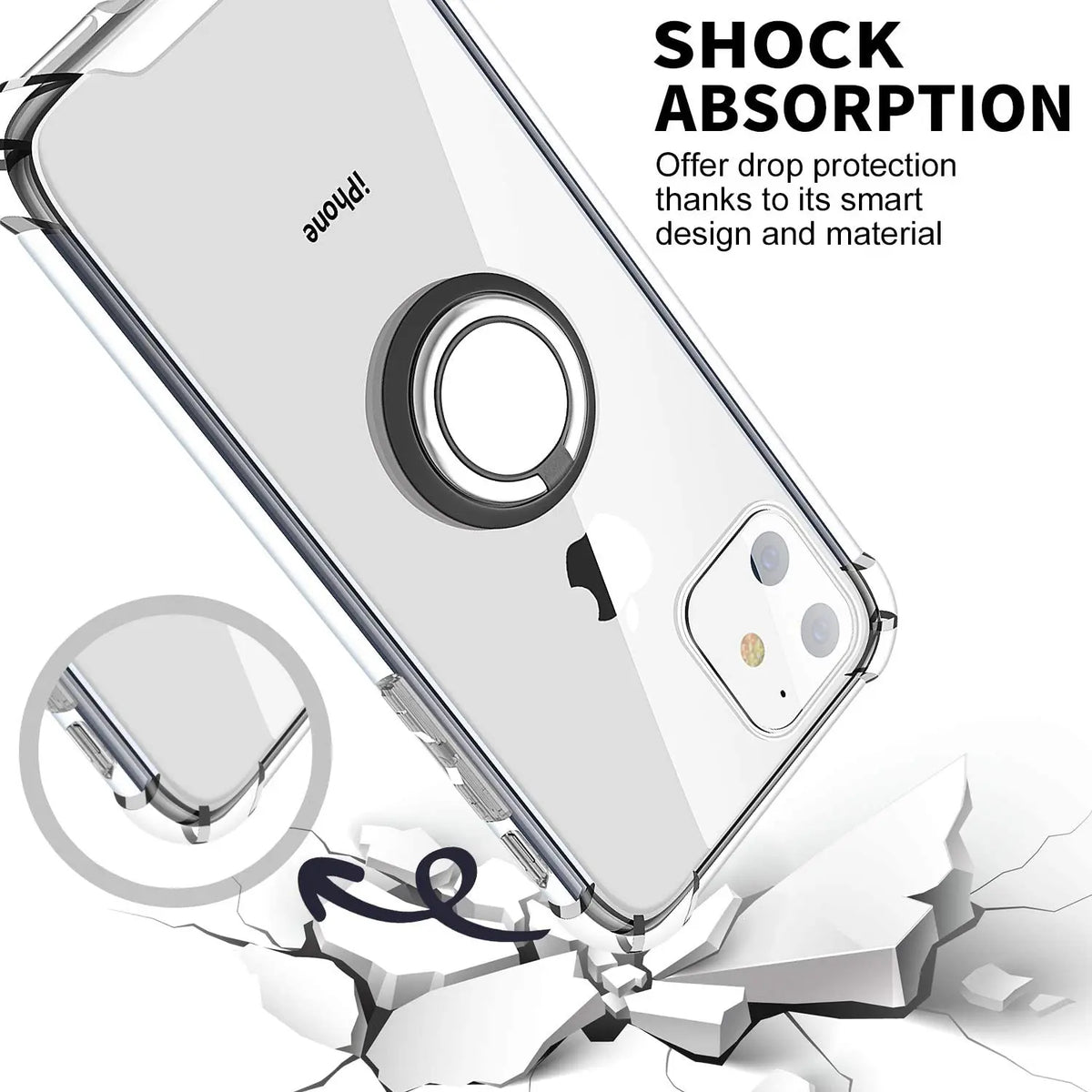 Ring Holder Shockproof Soft TPU Back Case for iPhone 16 17 15 14 SE 3 2nd 2020 12 13 Mini 11 Pro Max X XR XS 5 6 7 8 Plus